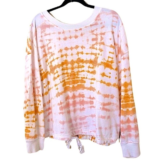 Old Navy Long Sleeve Open Tie Back Tie Dye Crew Neck Pullover Top Size X-Large - Picture 1 of 10